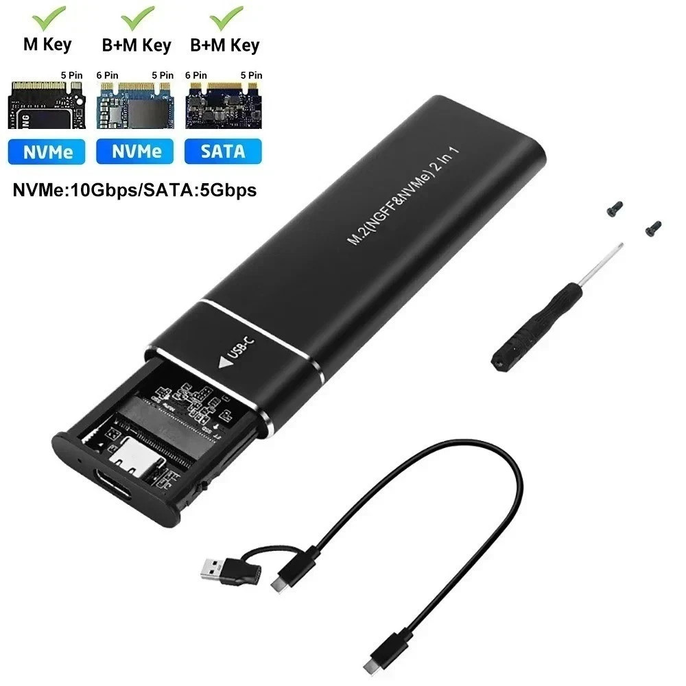 M.2 NVMe/NGFF SATA SSD to USB3.1 External SSD Reader Converter Adapter Enclosure