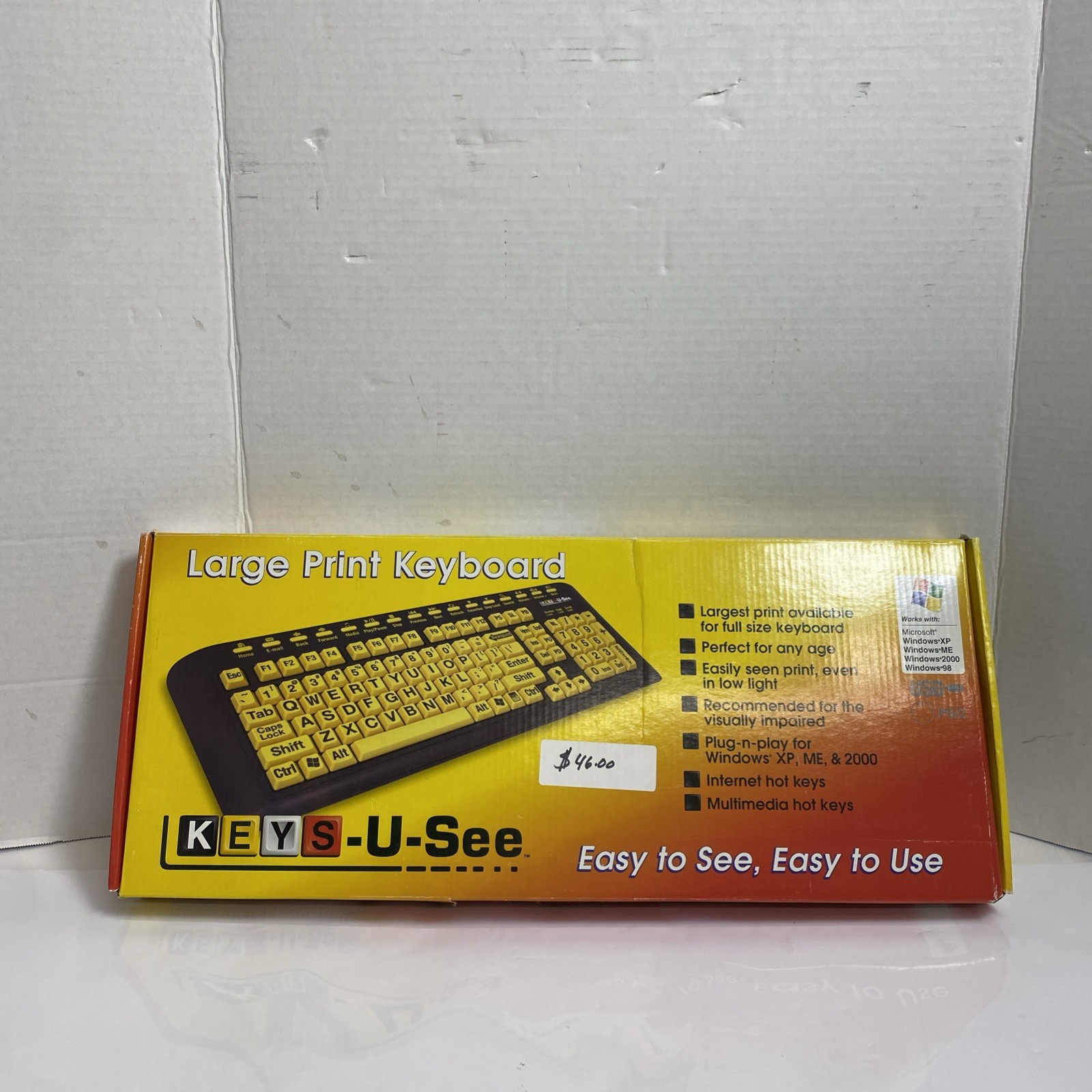 Keys-U-See Large Print USB Wired Keyboard Multimedia Internet New