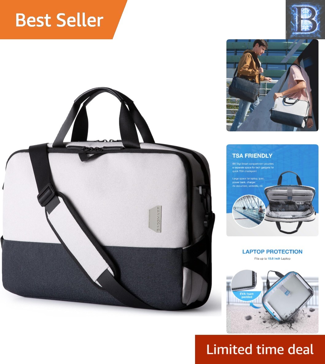 Sleek Grey 15.6 Inch Laptop Briefcase - Ultimate Protection for Professionals