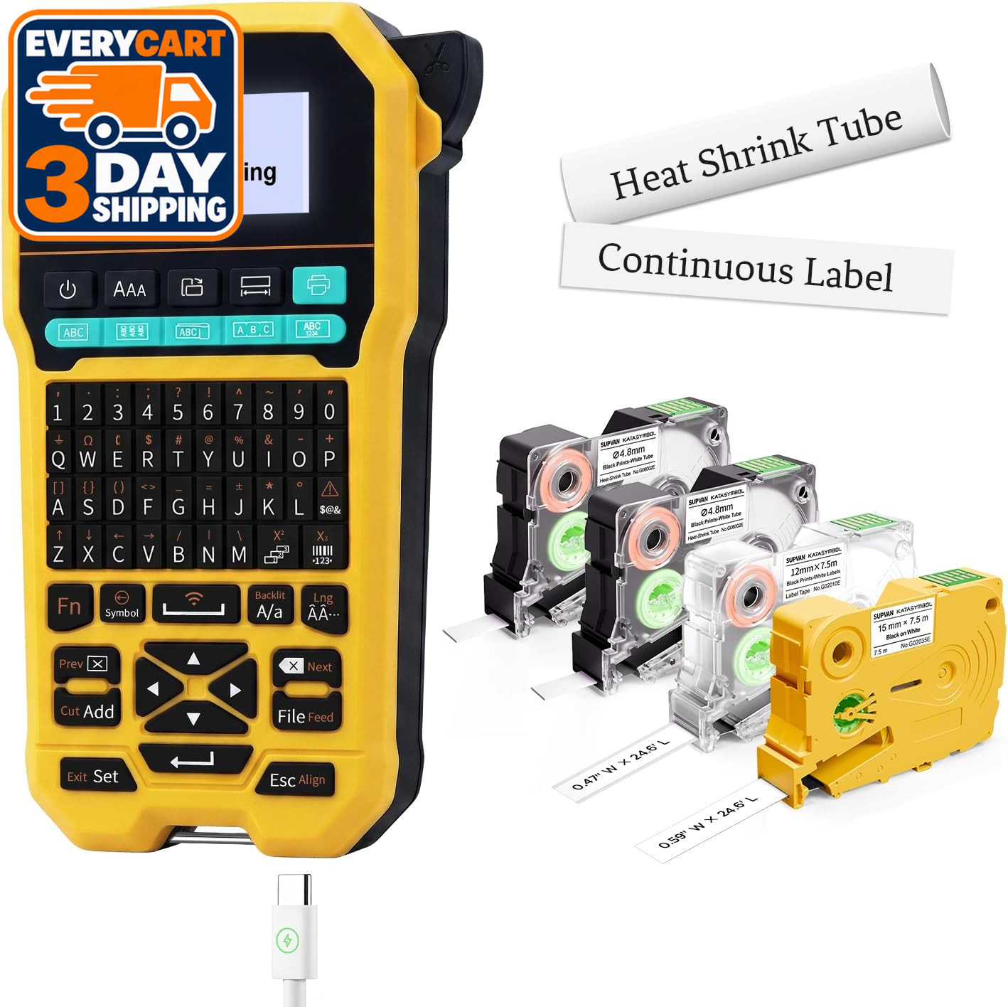 SUPVAN G15M Keyboard & Bluetooth Label Maker Machine with Heat Shrink Tube