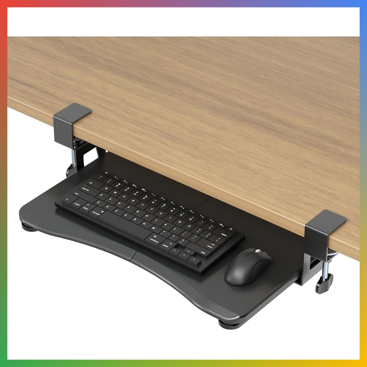 Under Desk Keyboard Tray Pull Out C Clamp Mount Ergonomic 20 x 11.8 Black
