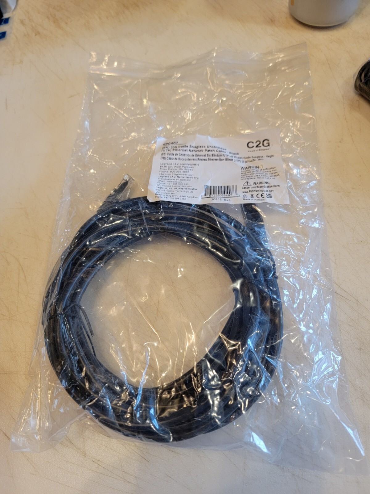 C2G 00407  20FT CAT5E SNAGLESS UNSHIELDED (UTP) NETWORK PATCH ETHERNET CABLE ...
