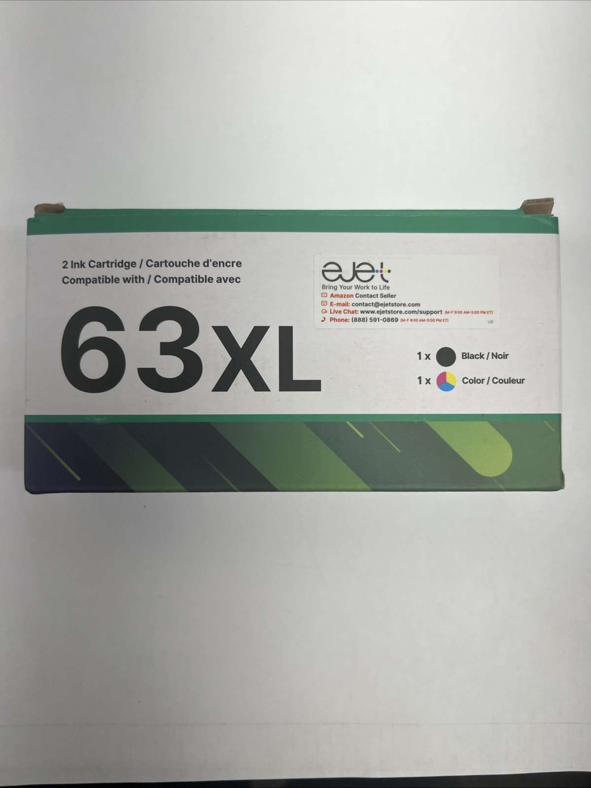 ejet 63XL Compatible Ink Cartridge Black Tri-Color for HP Inkjet Printer