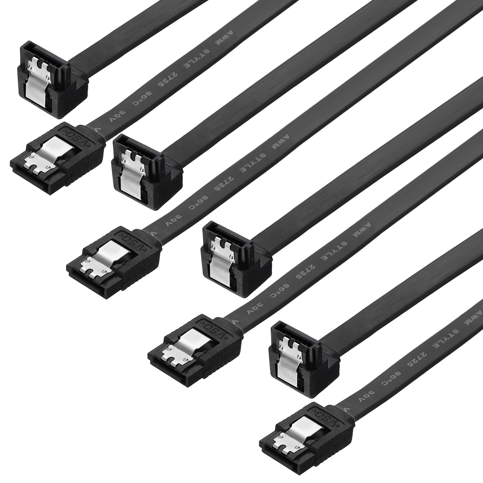 80cm SATA 3.0 Cable, 4 Pack Elbow Angled High Speed Data Cable, Black