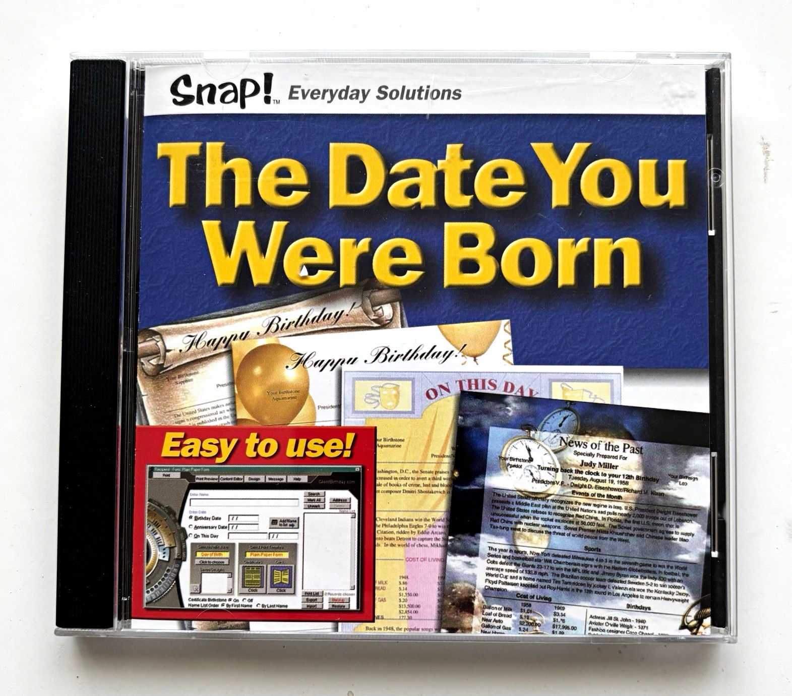 Snap The Date You Were Born History Birthday CD-ROM, Windows 95/98/ME/NT/2000