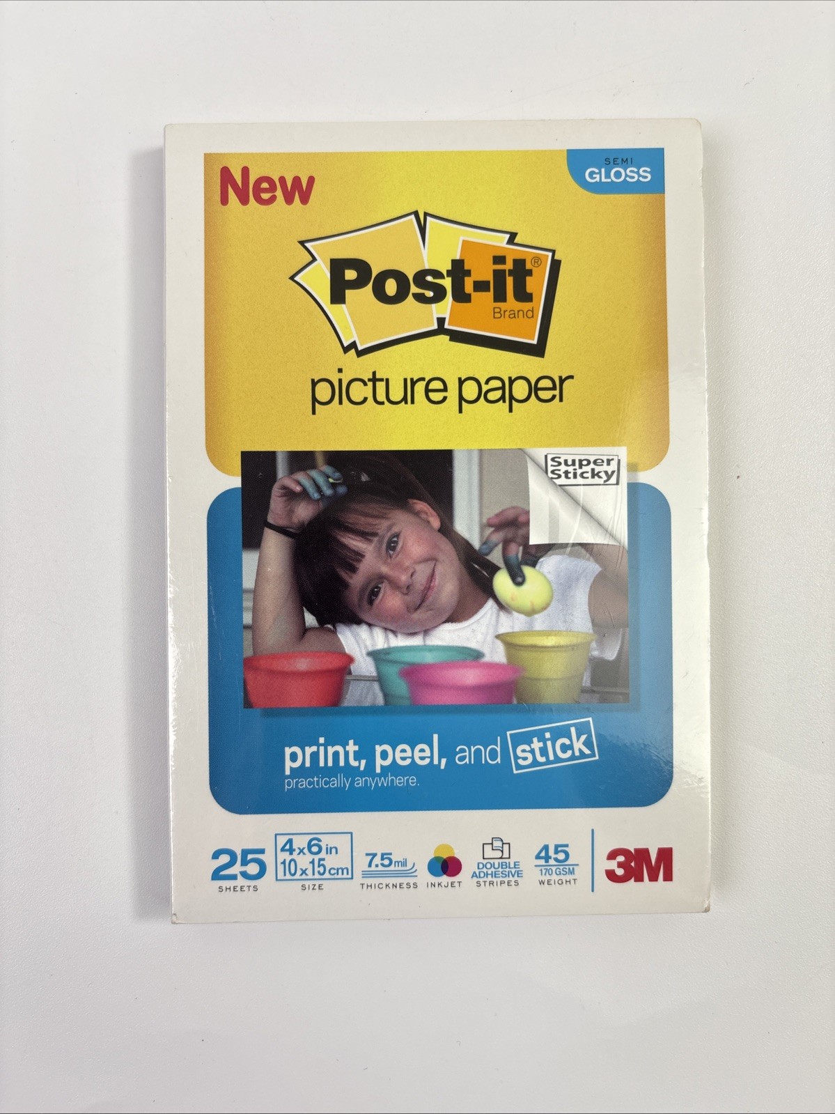 3M Post-it Picture Paper Print Peel And Stick 25 Sheets 4x6 SemiGloss New Sealed