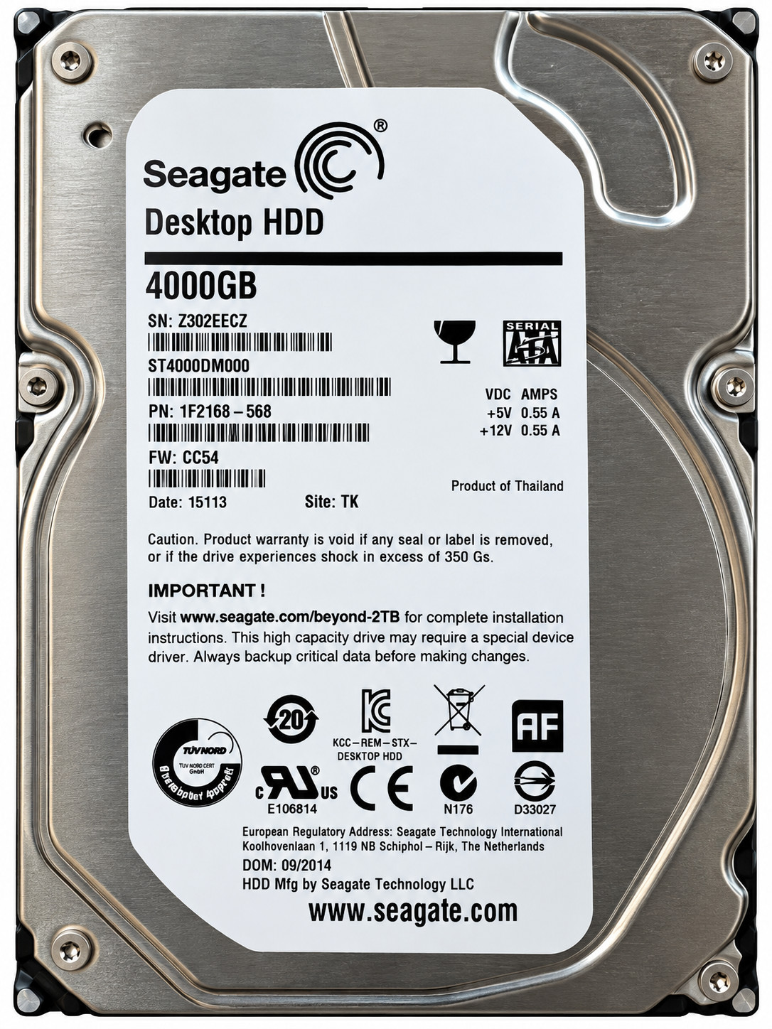 Seagate ST4000DM000 4TB 5900RPM SATA 3.5" Desktop HDD Hard Drive