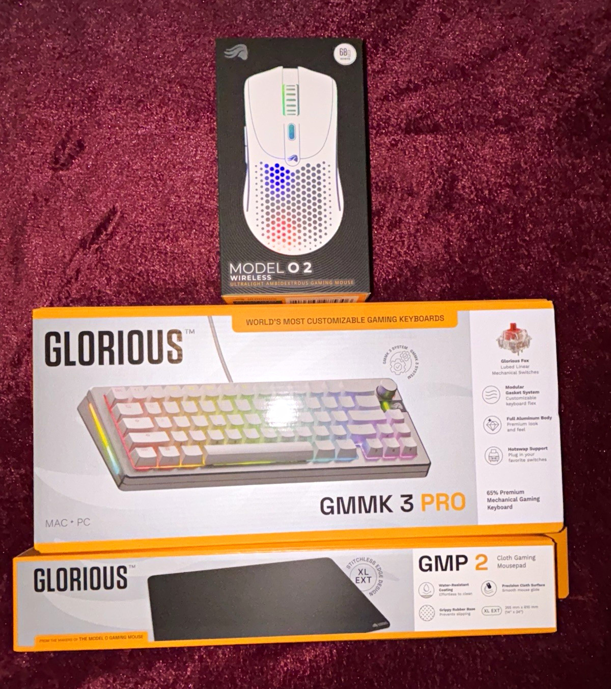 Glorious GMMK 3 Pro 65%+ Glorious model o2+GMP 2XL mousepad bundle