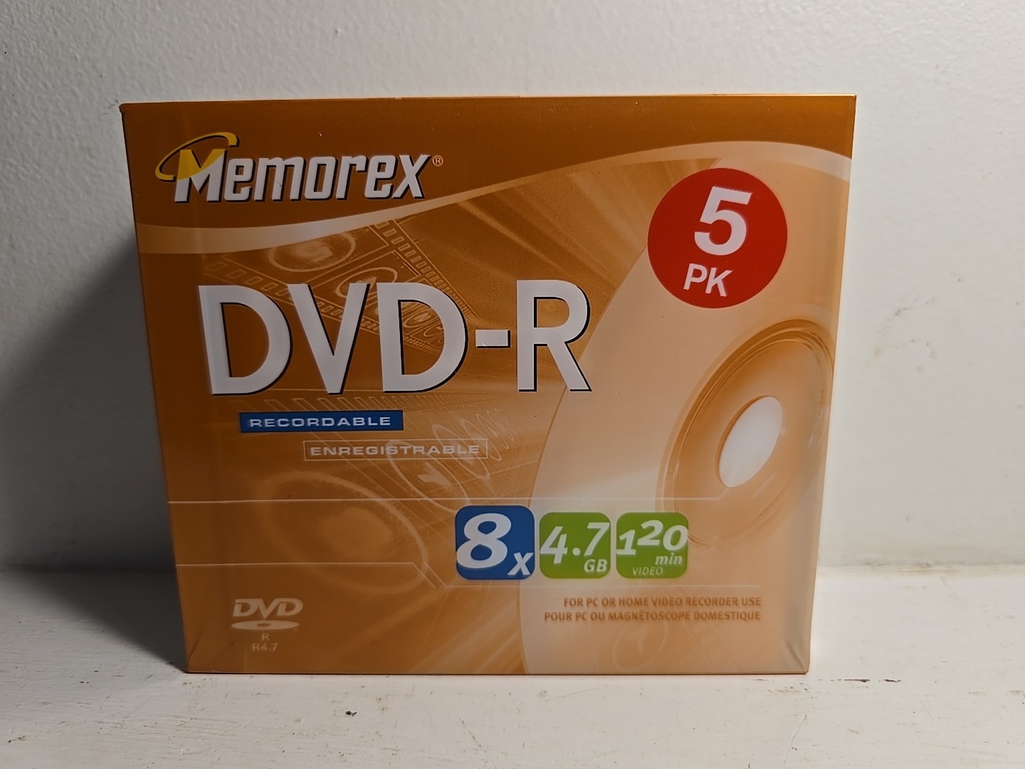 Memorex 5 Pack DVD+R With Cases 8X 4.7GB Media Recordable 120 Min. - New Sealed