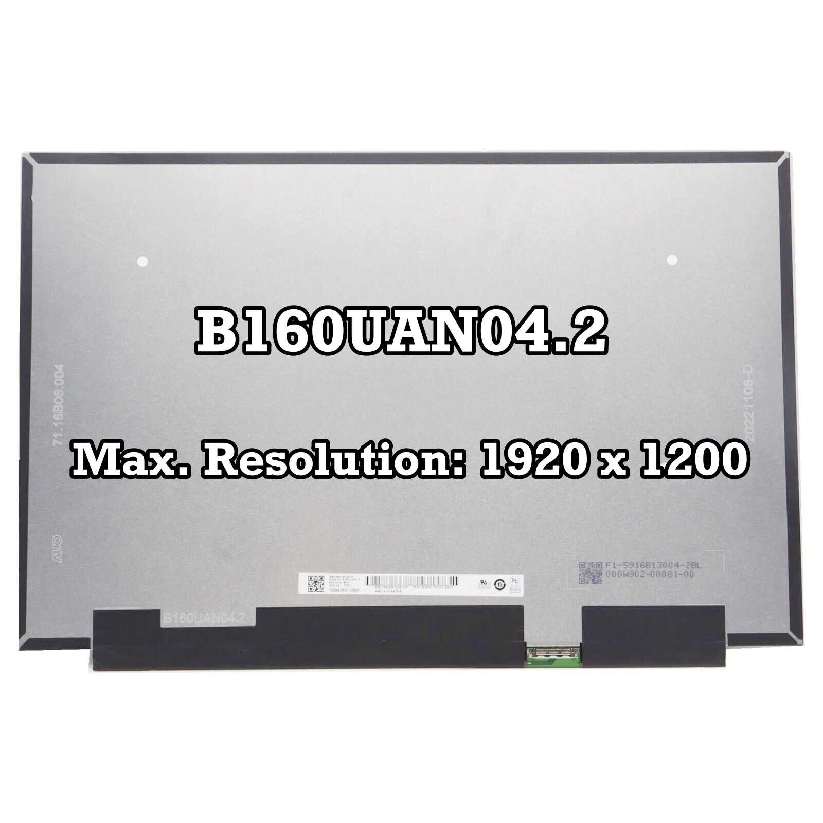 LCD Screen New B160UAN04.2 Replacement Matrix Panel 16.0 inch 1920X1200 Laptop