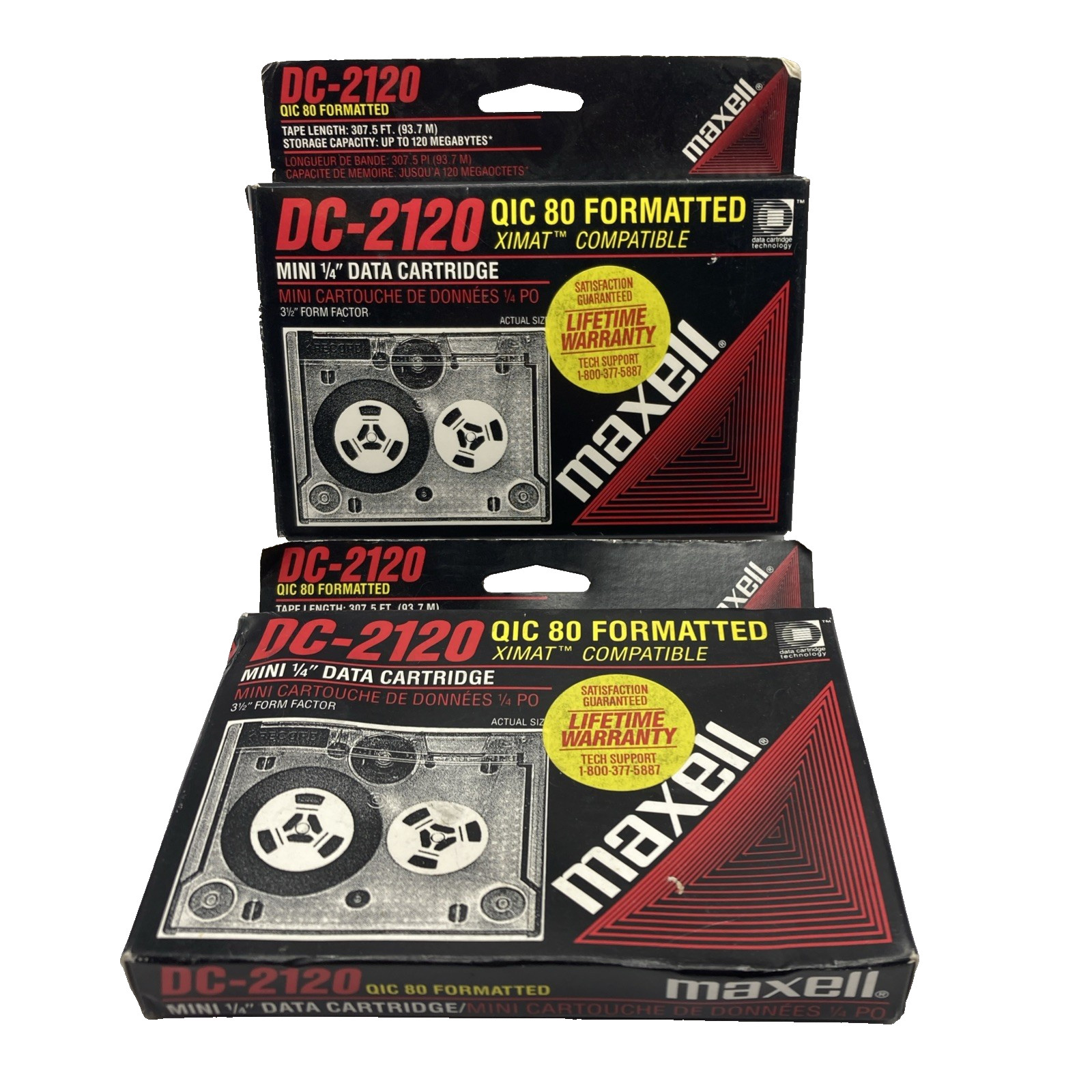 New Factory Sealed Maxell DC-2120 Mini  1/4" Data Cartridges Set of 2
