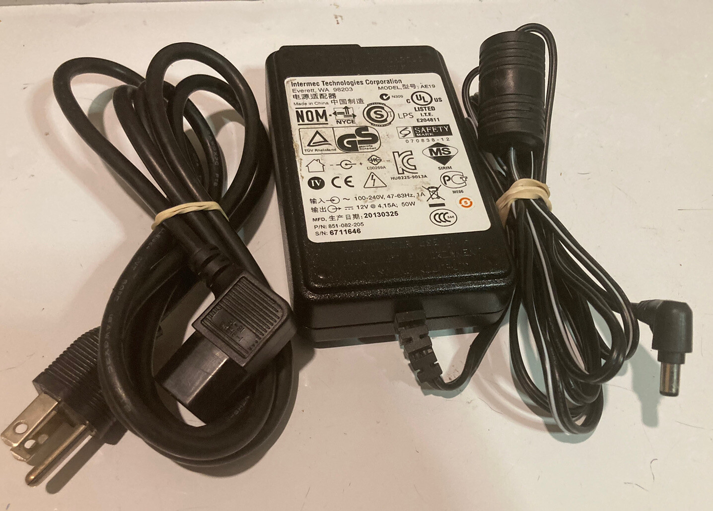 Genuine Intermec 851-082-205 AE19  AC Power Adapter - With Power Cord