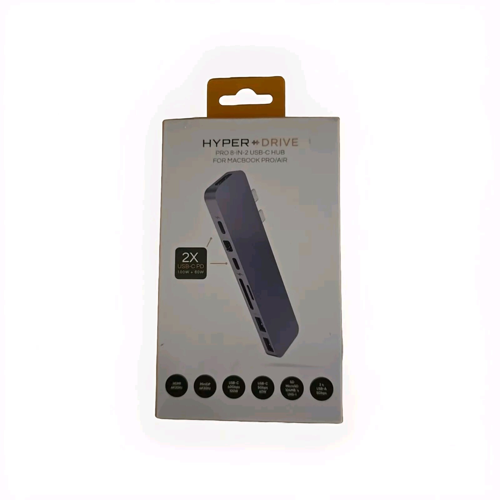 HyperDrive PRO 8-in-2 USB-C Hub Adapter for MacBook Pro Air HDMI GN28D Gray