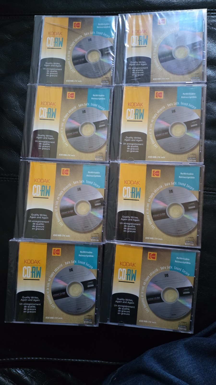Kodak CD-RW Lot Of 8 New Factory Sealed Quality Rewritable 650 MB / 74 Min 