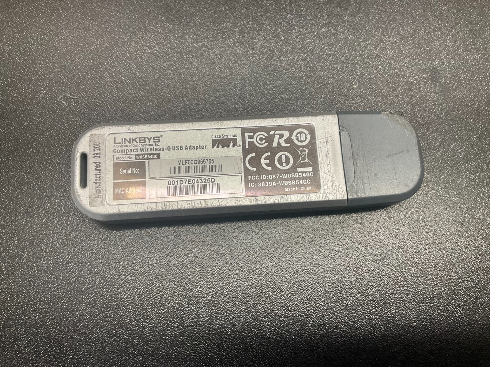 Cisco-Linksys WUSB54GSC Compact Wireless-G USB Network Adapter Speed Booster