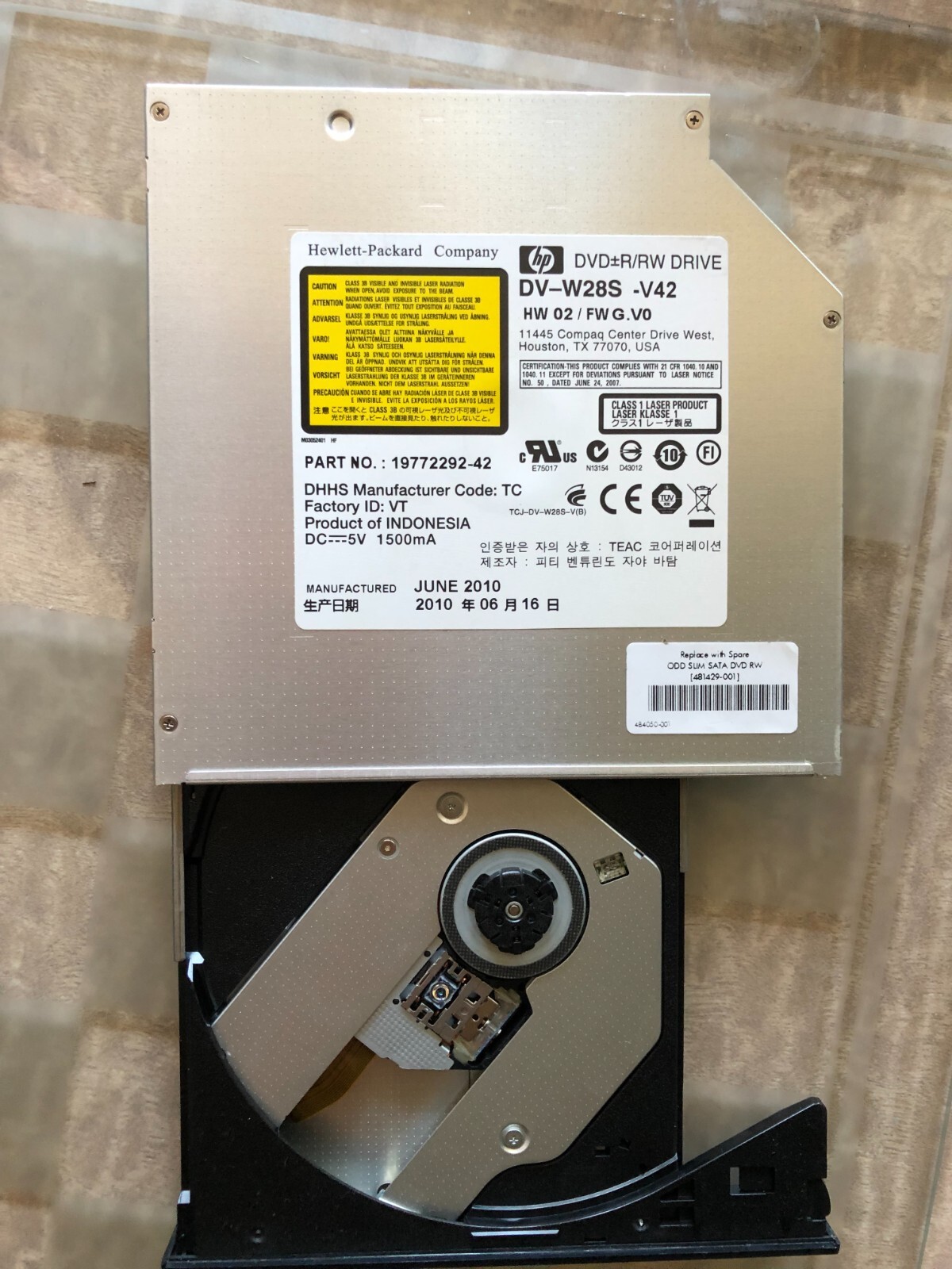 HP DL380 G6 G7 G8 Server SATA CD/DVD DV-W28S Burner Lightscribe Drive