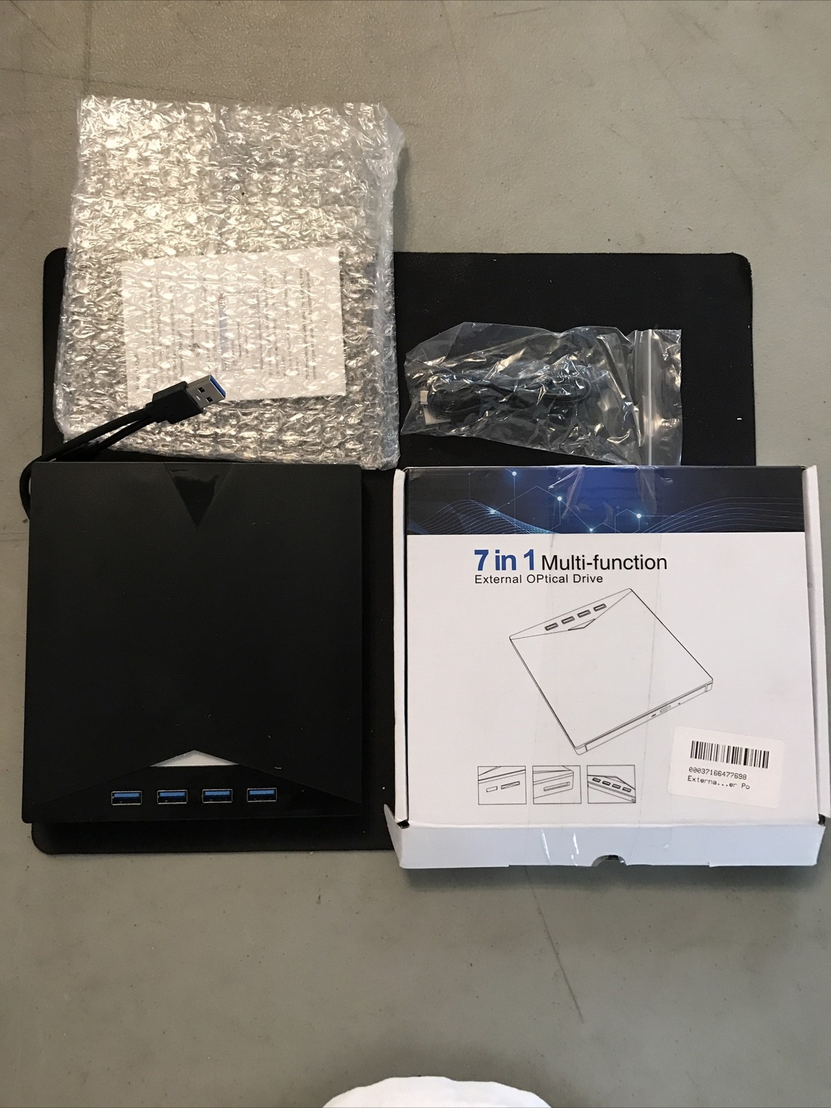 External Optical Drive 7 in 1 Multi-Function 5V 4 Hub |  Open Box