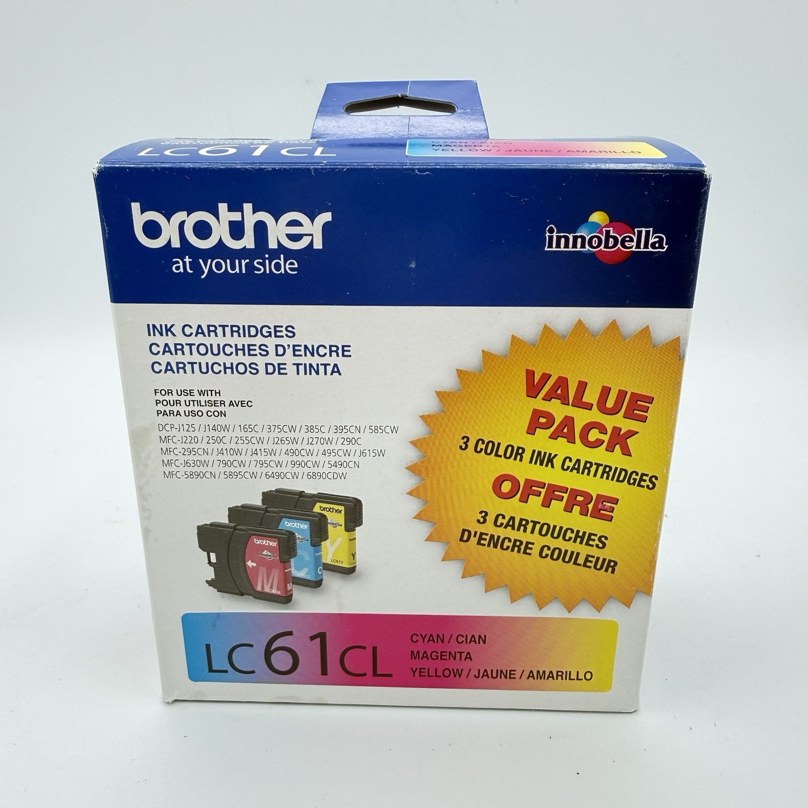 Genuine OEM Brother LC61CL Ink Cartridges CYAN MAGENTA YELLOW Exp 2/2026 NEW