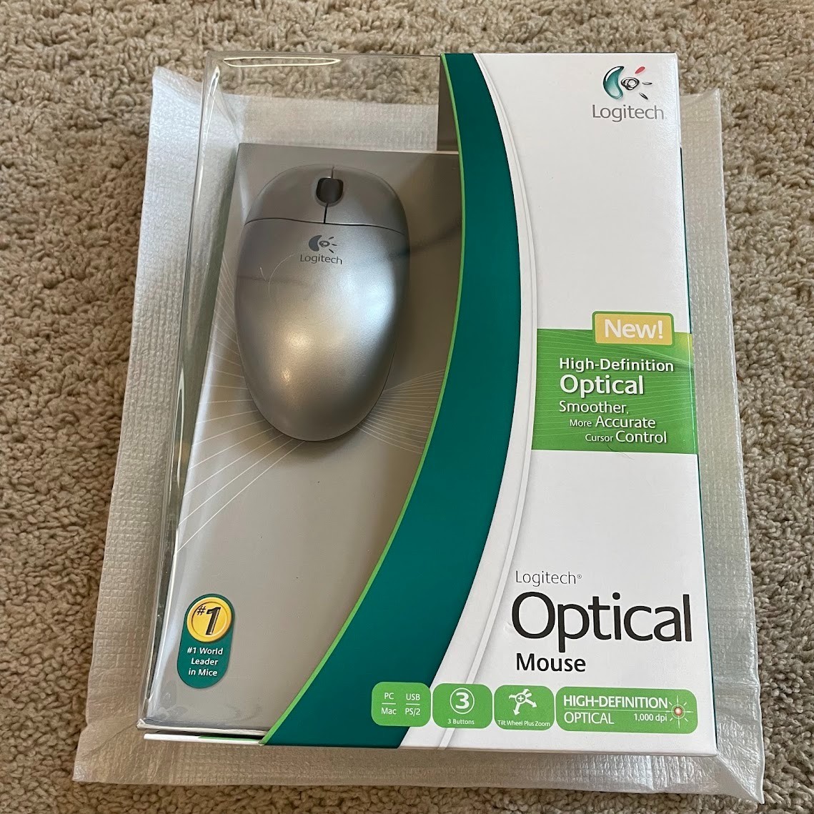 New Vintage USB PS/2 Logitech High Definition Optical Computer Mouse