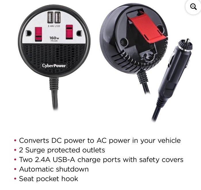CyberPower 160W Power Inverter - (CPS160PPB2U) - 2 AC Outlets & 2 USB Ports NEW