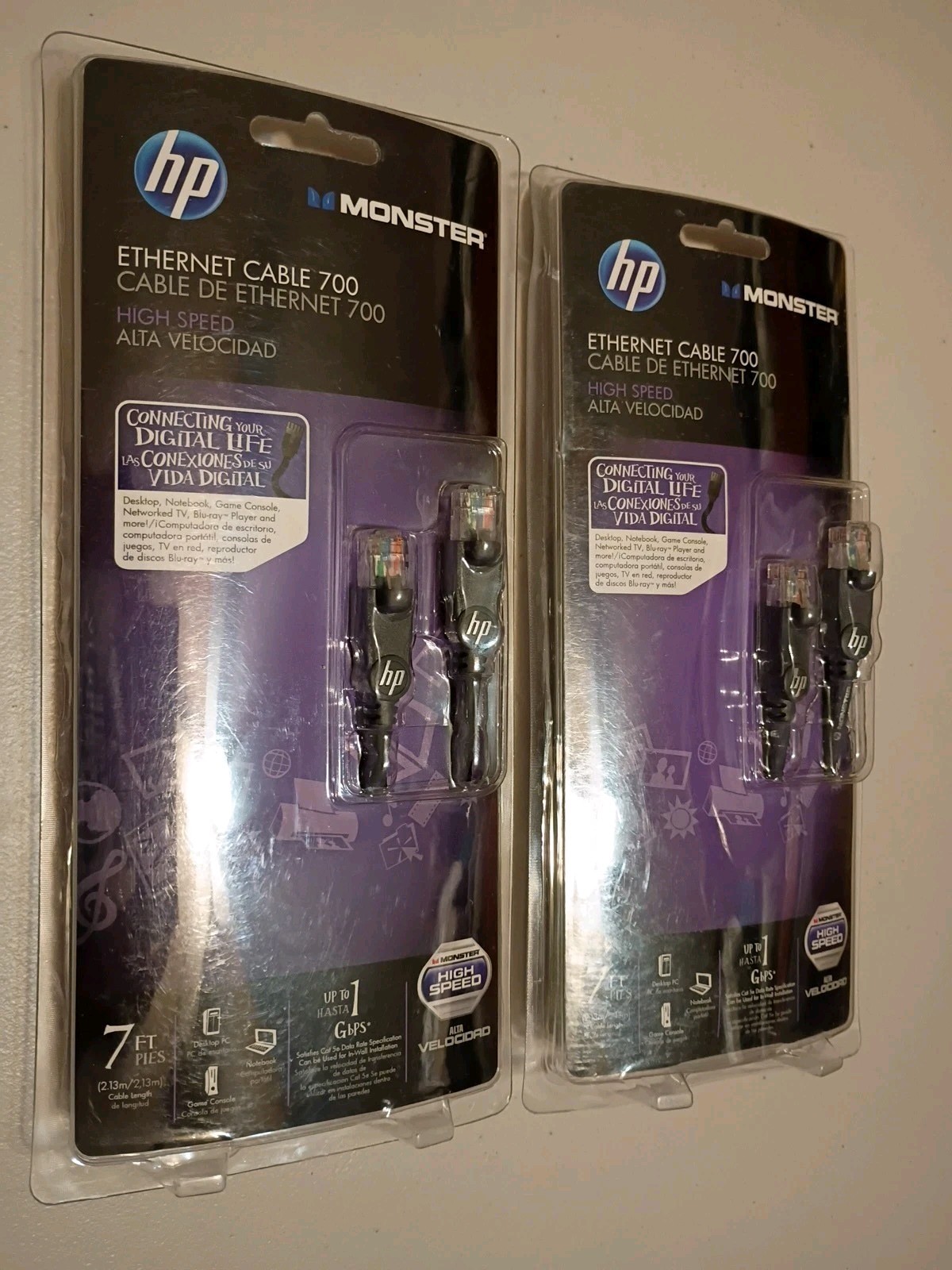 2-Pack HP Monster Ethernet Cable 700 High Speed   7ft