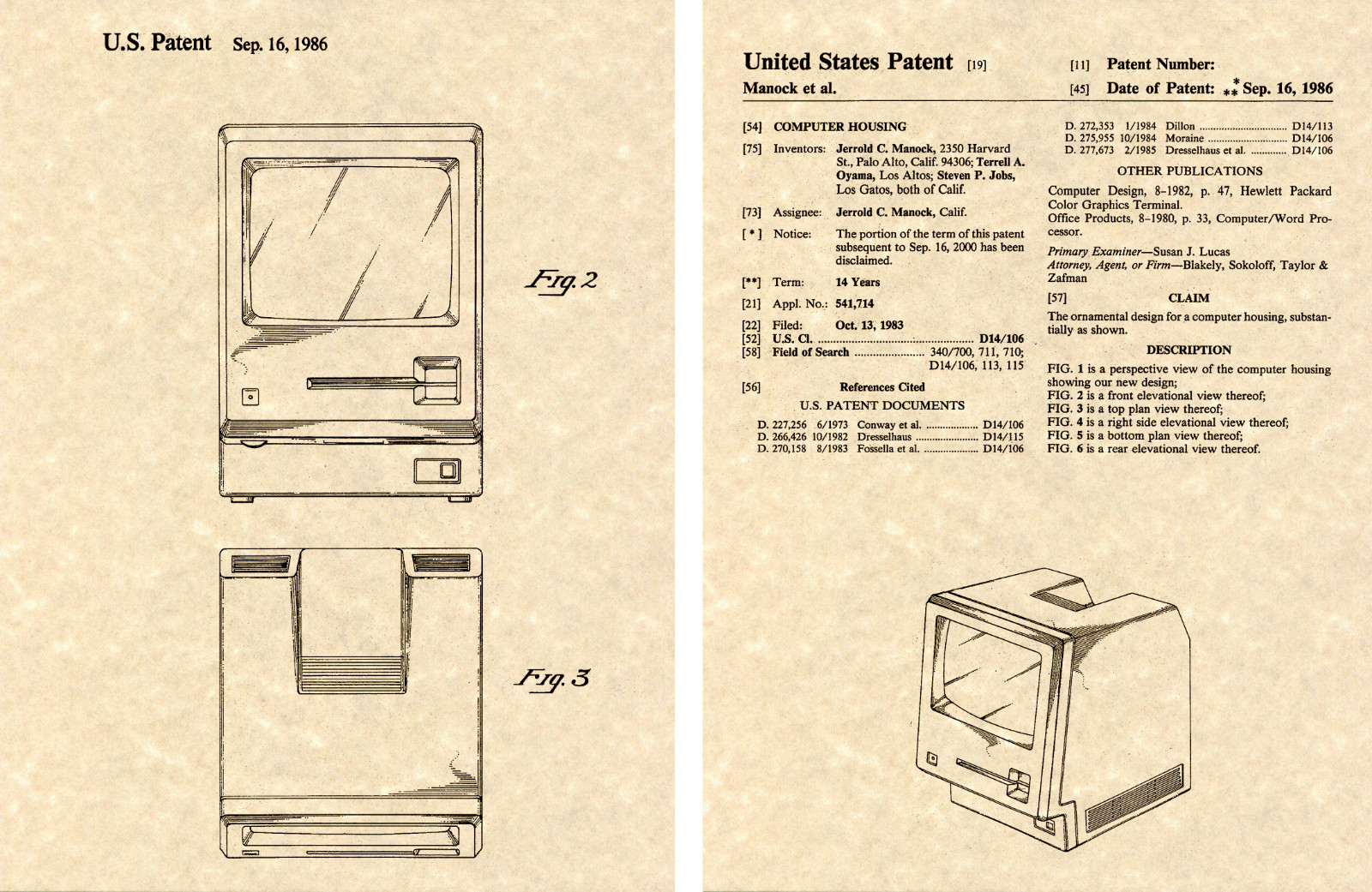 APPLE MACINTOSH US PATENT Art Print READY TO FRAME Steve Jobs TWIGGY Computer