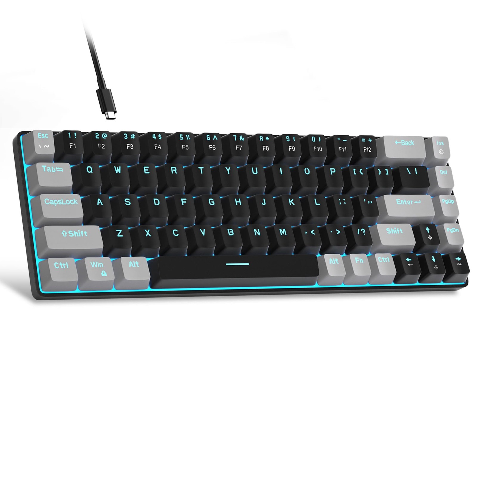Portable 60% Mechanical Gaming Keyboard, MK-Box LED Backlit Compact 68 Keys M...