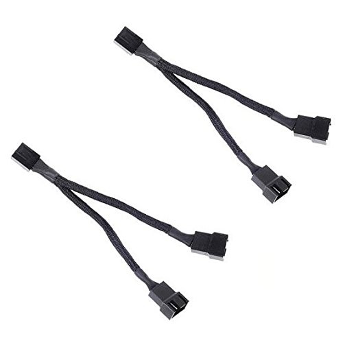 JBtek All Black Sleeved PWM Fan Splitter Cable 1 to 2 Converter, 240mm, black