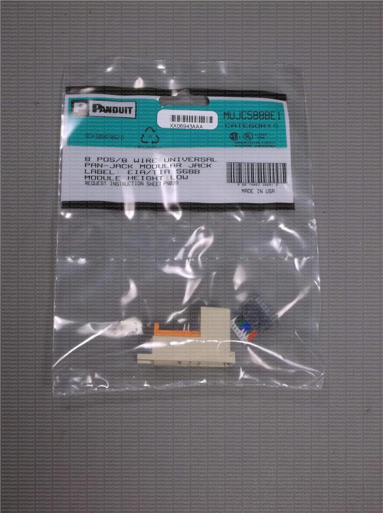 NEW LOT OF QTY 6 BAGS MUJC588BEI  PANDUIT 8 POS/ 8 WIRE UNIVERSAL PAN-JACK