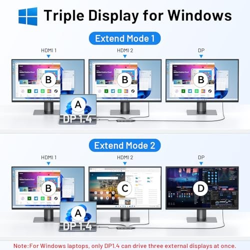 GRAY - SELORE&S-GLOBAL USB C DOCKING STATION DUAL MONITOR, 9 IN 1 TRIPLE DISPLAY