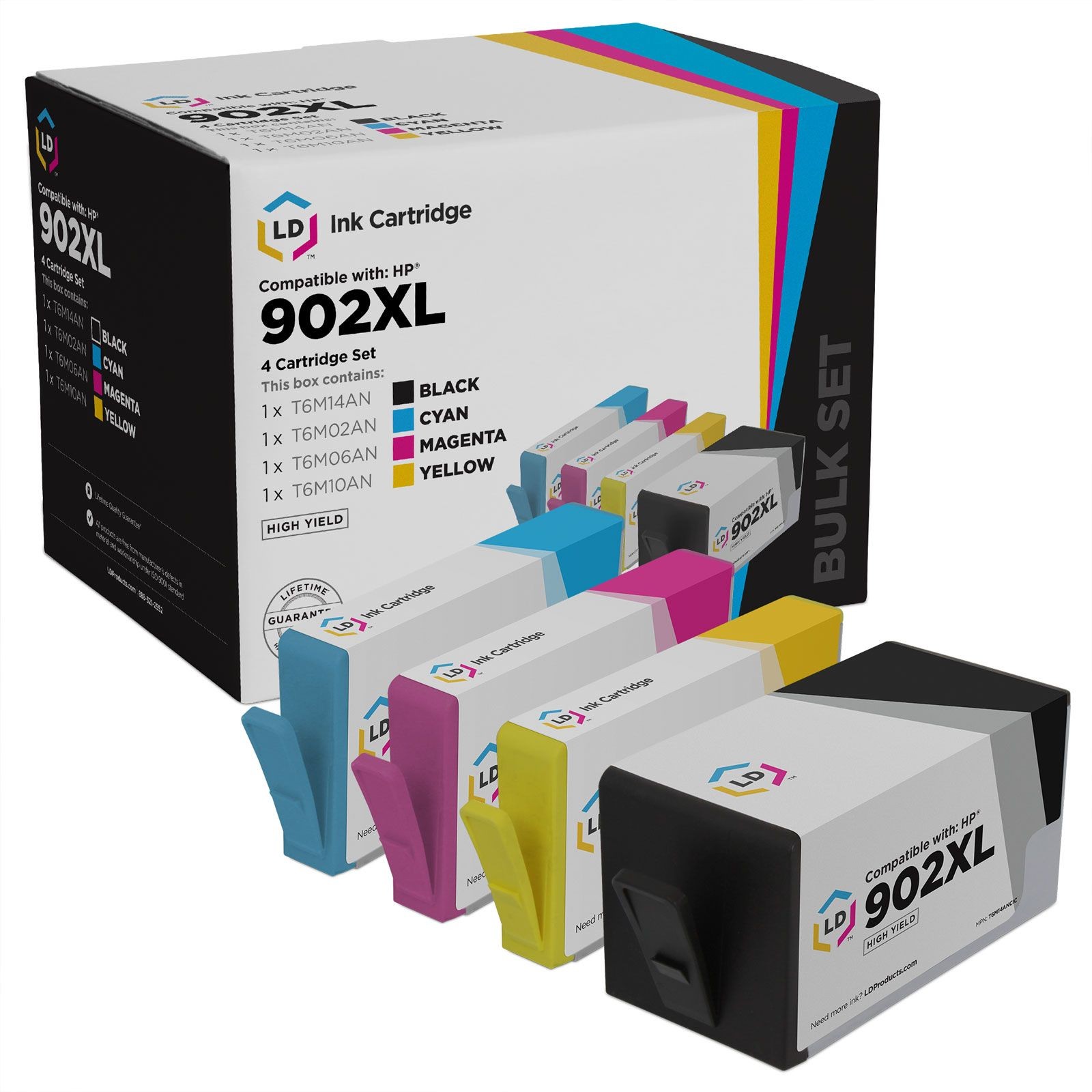 LD 4PK Replacements for HP 906 906XL 902XL Ink Set OfficeJet Pro 6974 6975 6978