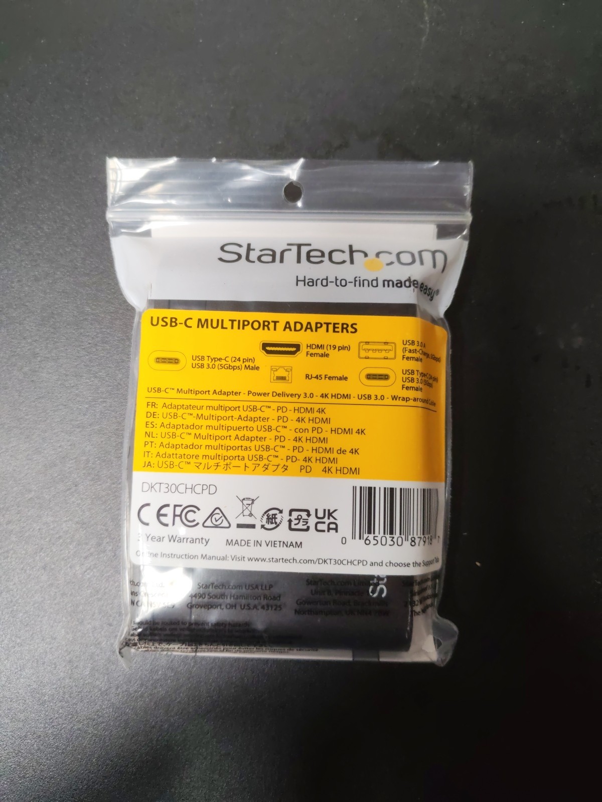 StarTech USB-C Multiport Adapter w/ HDMI, 4K, Mac/Windows, 2X USB 3.0 DKT30CHCPD