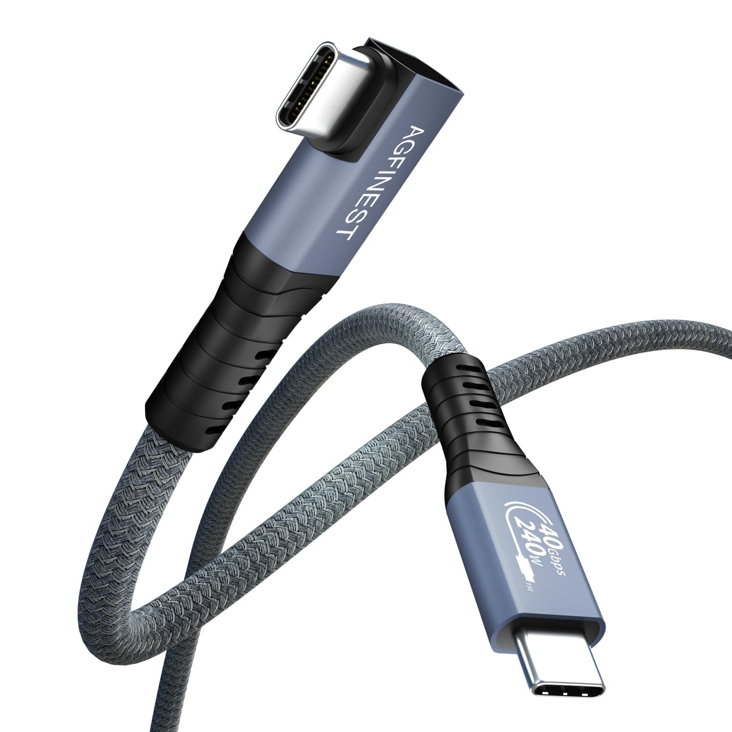 USB4 Cable 240W 1.6ft, USB-IF Certified 40Gbps 8K, Short Right Angle USB C Co...
