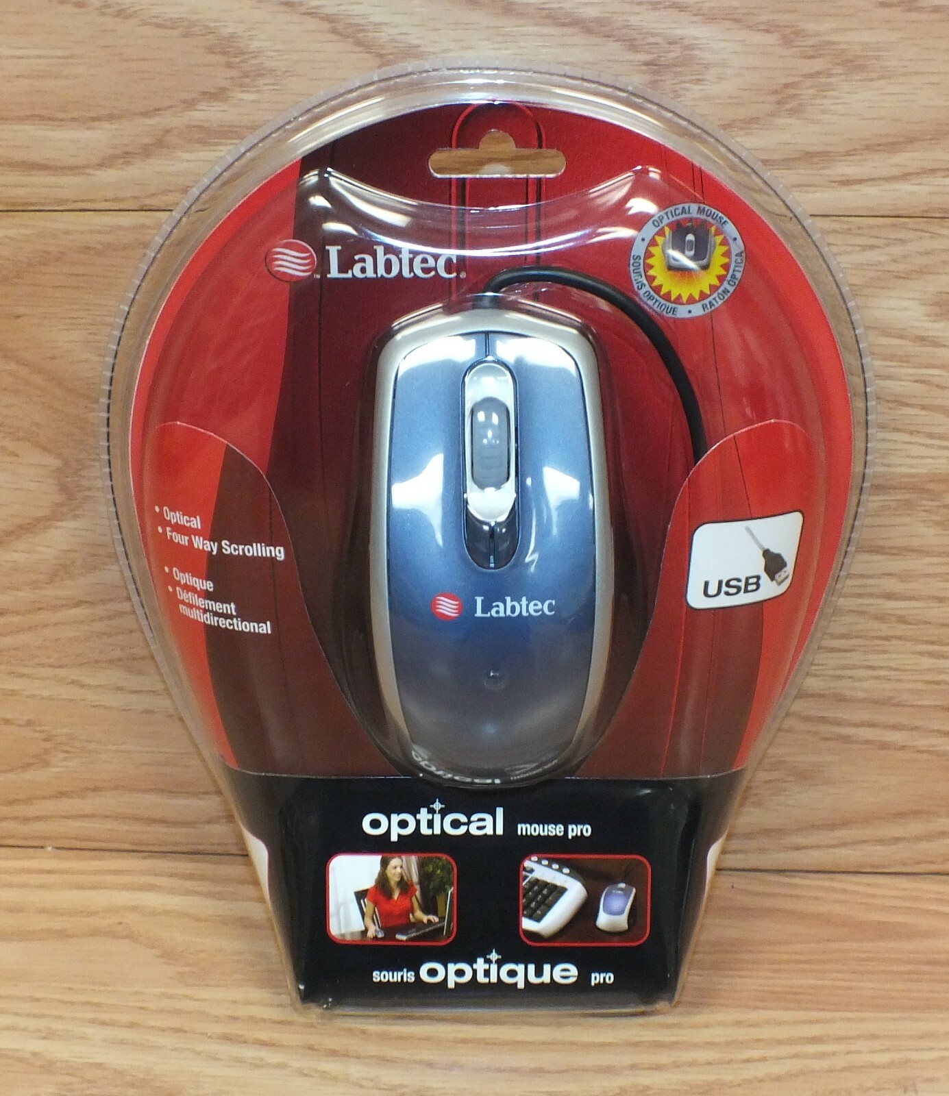 Labtec (931214-0403) Optical Mouse Pro USB Four Way Scrolling/Optical Technology