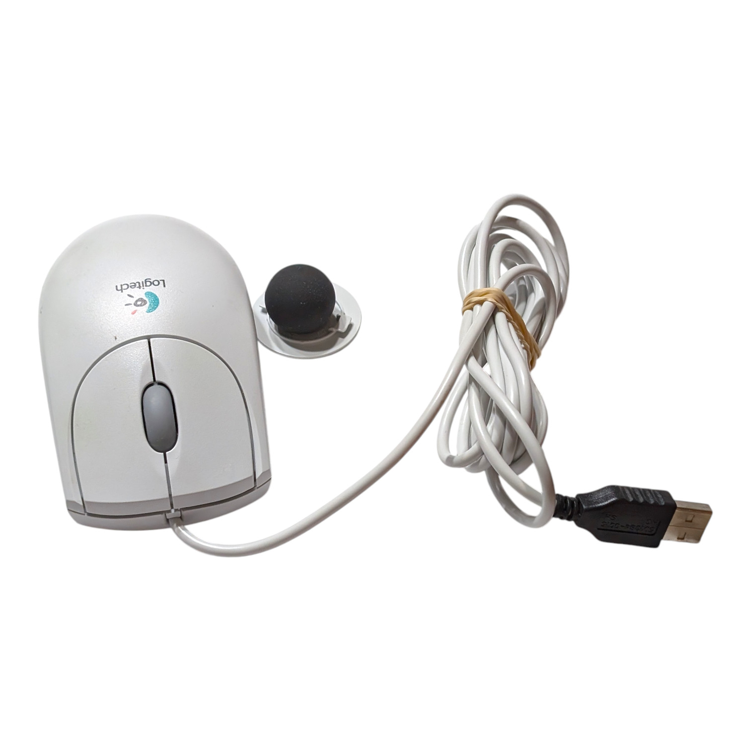 Logitech First Pilot Wheel Mouse M-BE58 USB 2-Button White Vintage USA Duty Paid