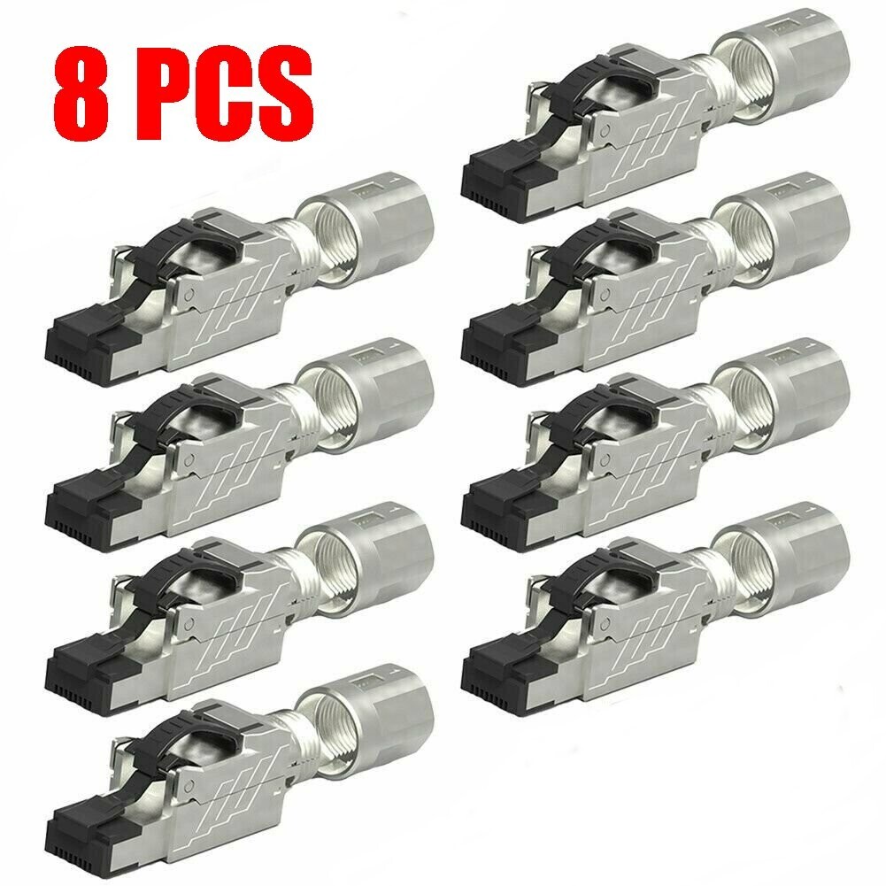 8 Pcs CAT8 Shielded 40G RJ45 Network LAN Ethernet Cable Plug Connector Tool-Less