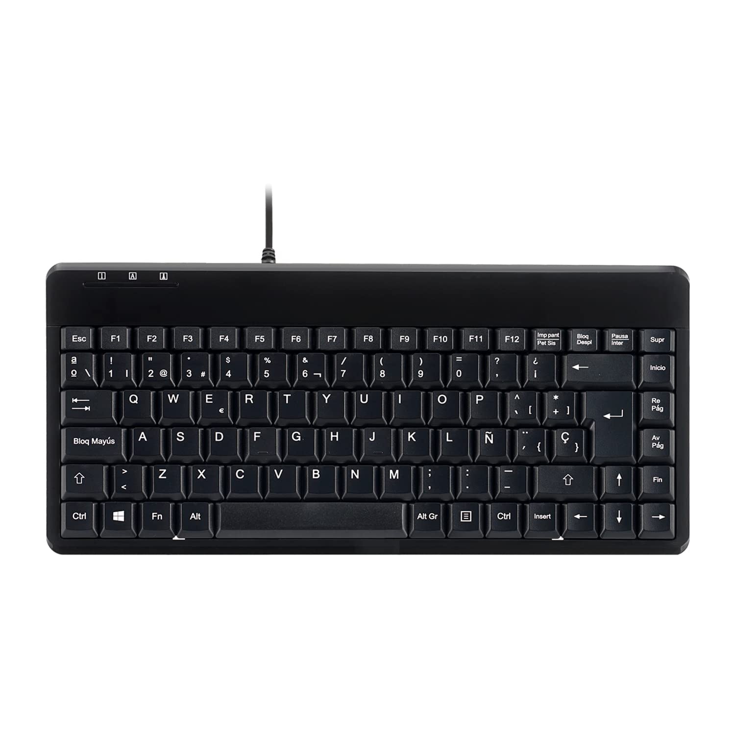 PERIBOARD409U ES Mini USB Wired Keyboard Black Spanish QWERTY Glossy Shine