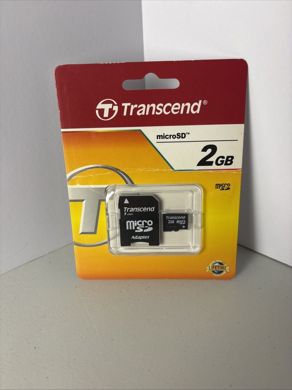 Brand New Transcend 2GB MicroSD Secure Digital Memory Card TS2GUSDC w/ Adapter