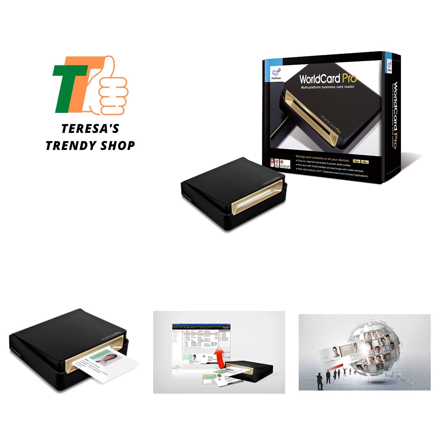 Compact WorldCard Pro Business Card Scanner with Advanced Search & Data Exchange
