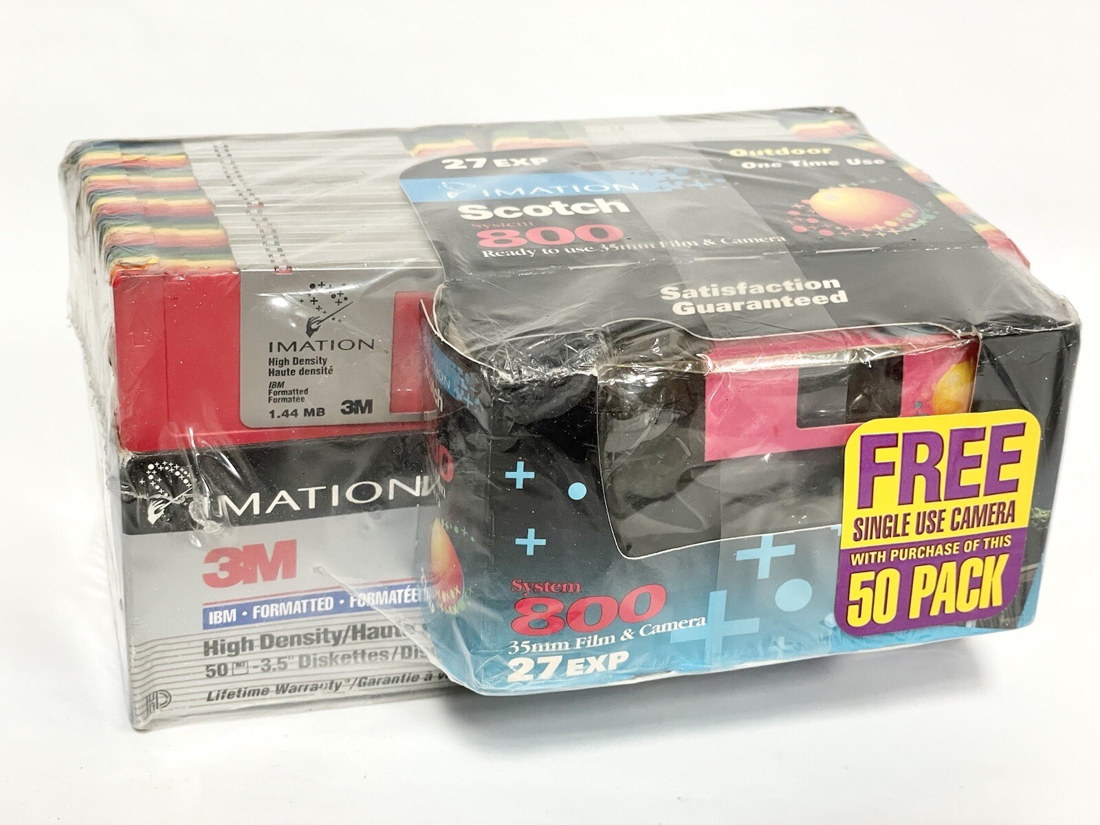 3M Imation High Density IBM Formatted Disks 3.5” Qty 50 & Disposable 35mm Camera