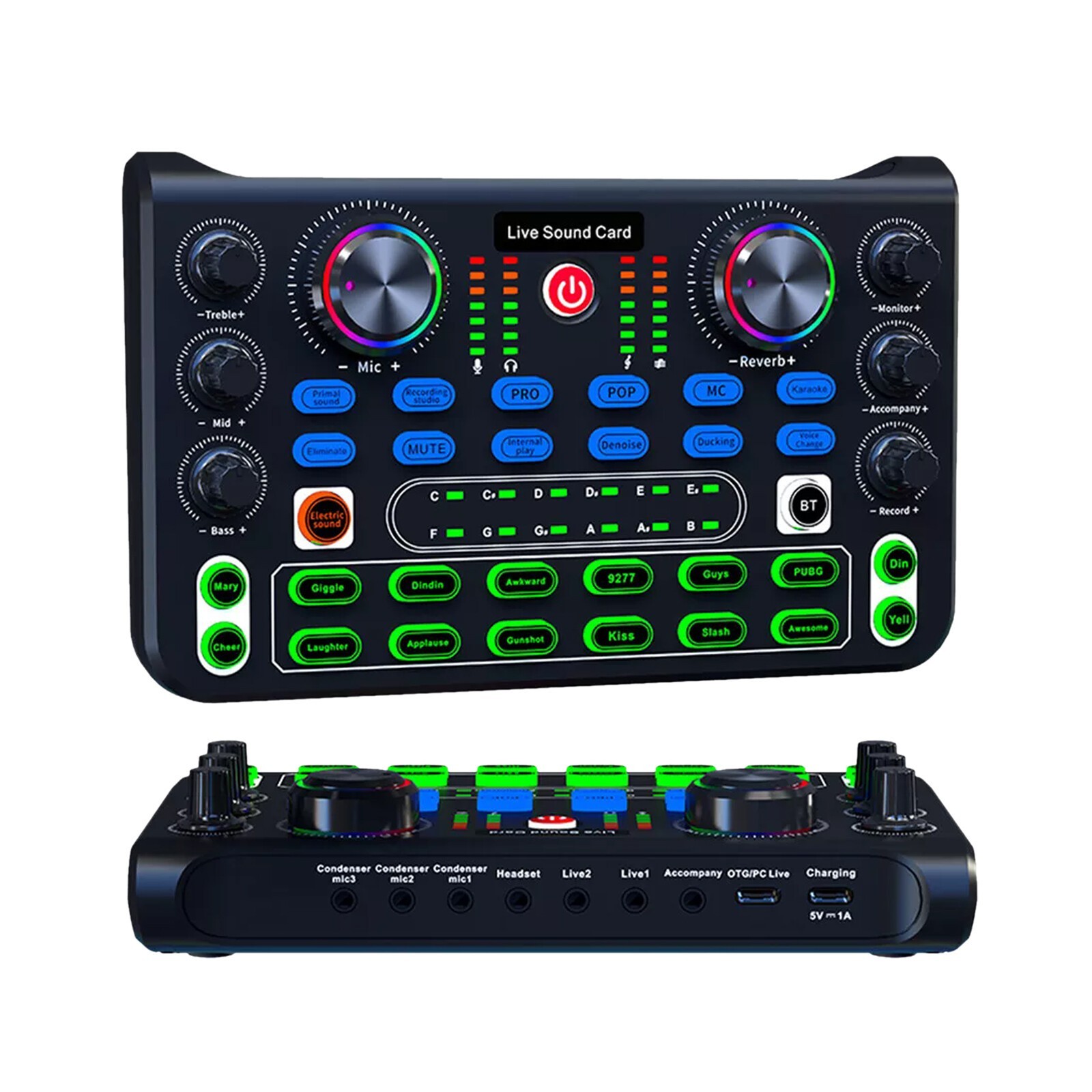 New Live Sound Card for Microphone Voice Changer Stream Effect Audio Mixer