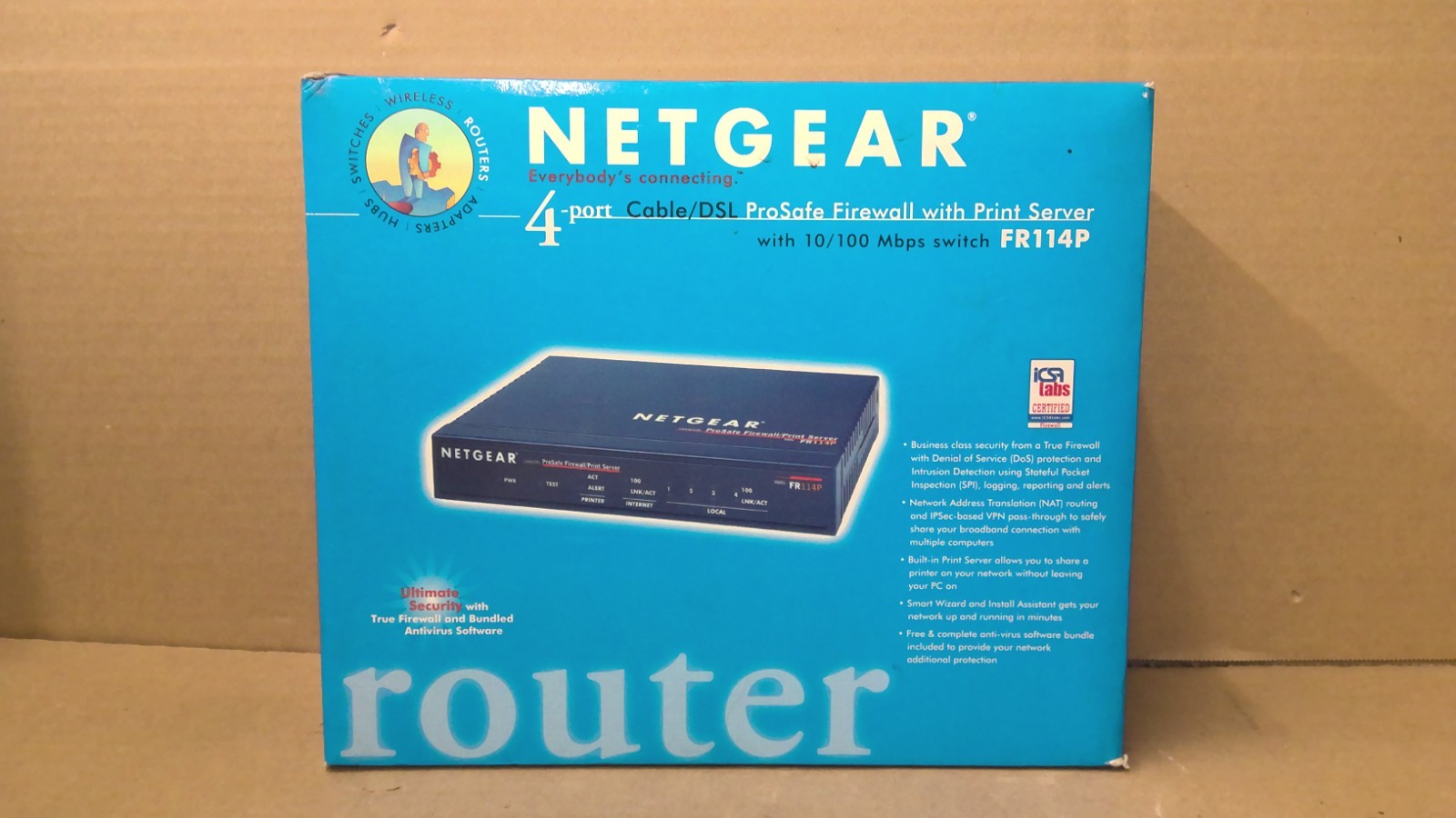 NETGEAR FR114P 4-Port Cable/DSL ProSafe Firewall Router with Print Server