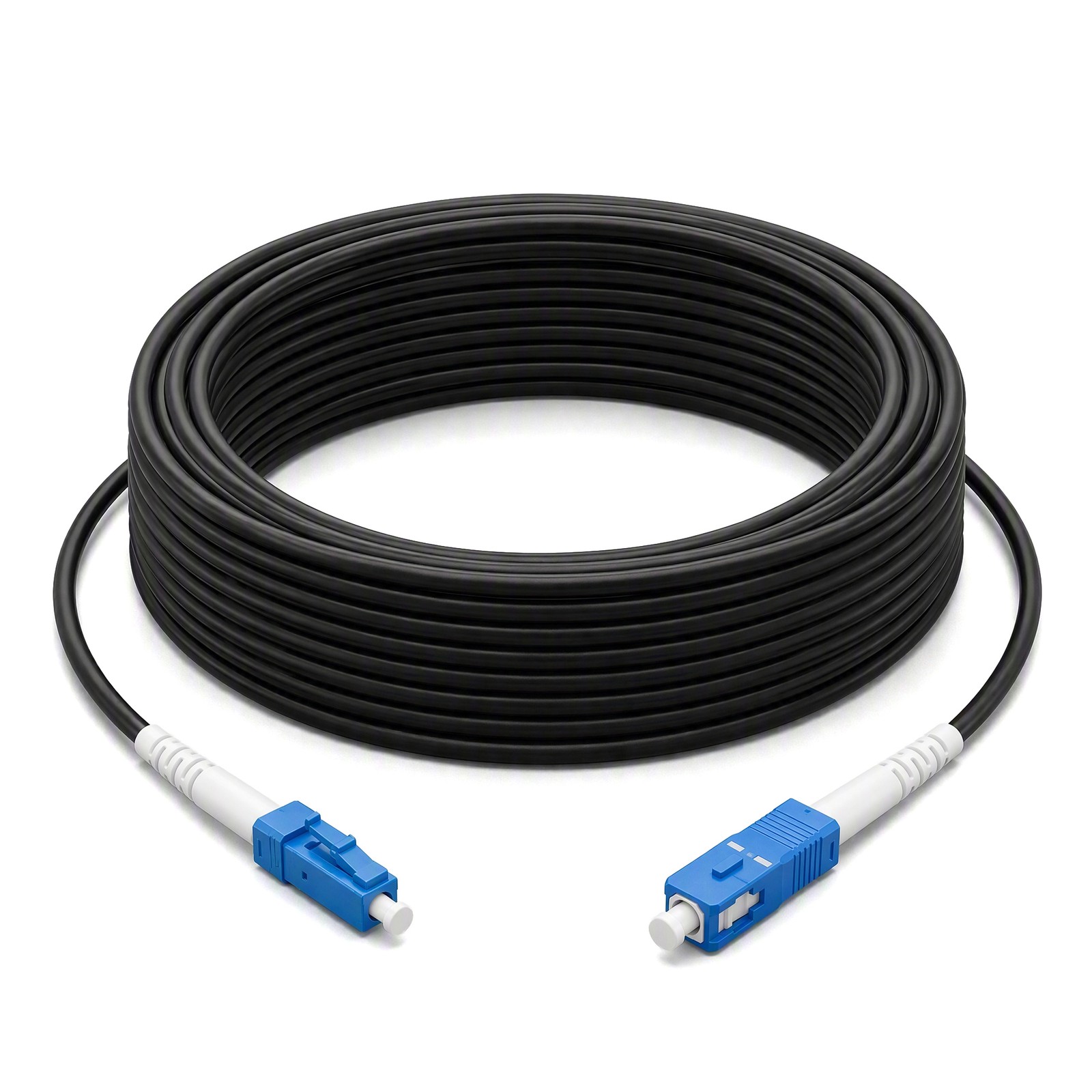 UPC LC-SC/FC Fiber Optic Patch Cord Black Simplex Singlemode Armored TPU 3M-40M