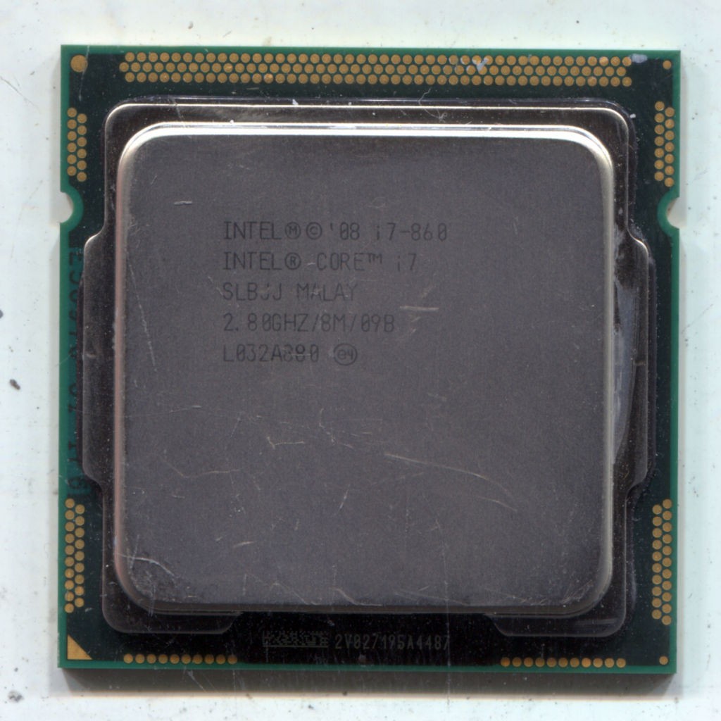 Intel SLBJJ i7-860 LGA 1156 2.8 GHz 4-core  8-thread CPU chip, 8MB L3,  1st gen.
