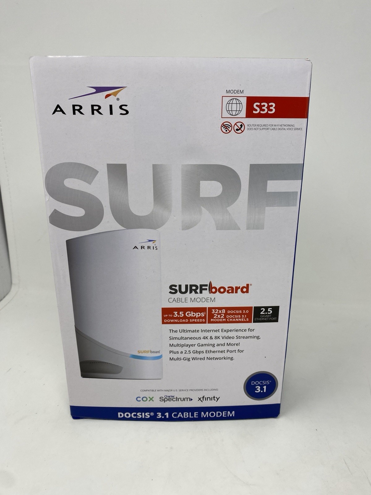 ARRIS S34 Surfboard DOCSIS 3.1 Multi-Gigabit Cable Modem EUC Cox Xfinity Spectru