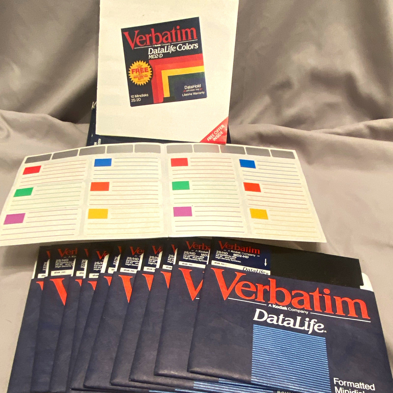 Verbatim DataLife Minidisk MD2-D/MD2-HD 2S/2D Formatted w/ Sleeves 10 Disks