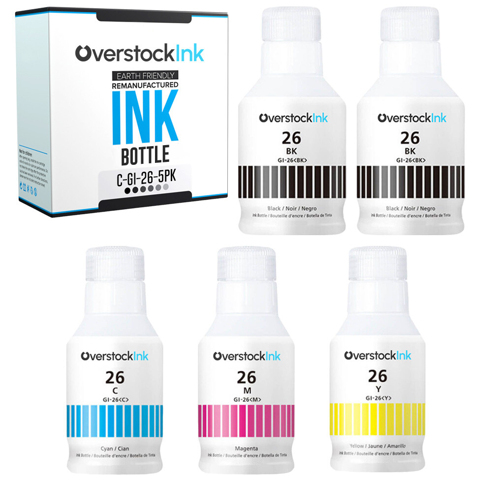5-Pack Compatible OSI Ink Canon 26 Refill Bottle for MAXIFY GX6020 GX7020