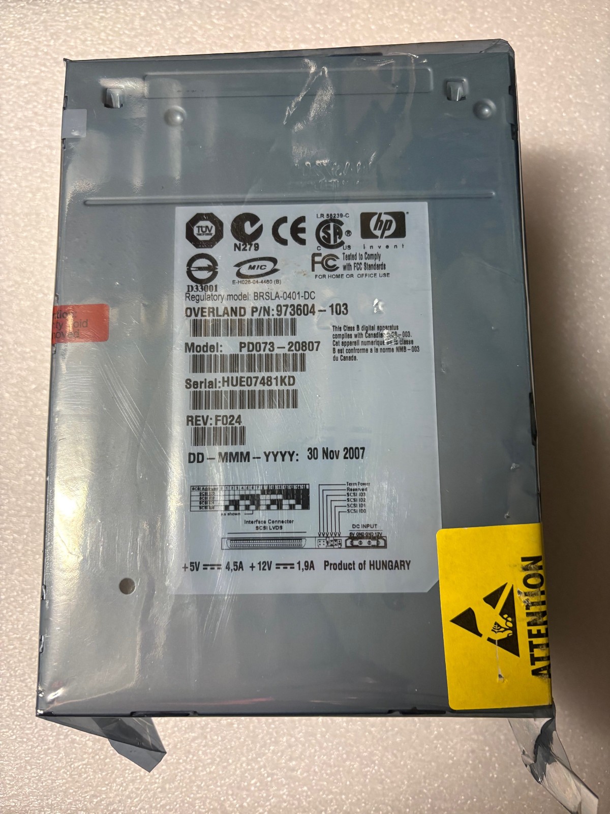 Overland Data 10800240-002/973604-103 FH SCSI LTO3 LOADER TAPE DRIVE NO BEZEL