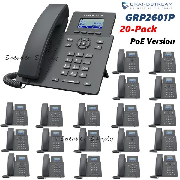 20 Grandstream GRP2601P 2-Line 2 SIP Office Desk Phone PoE Bundle Lot