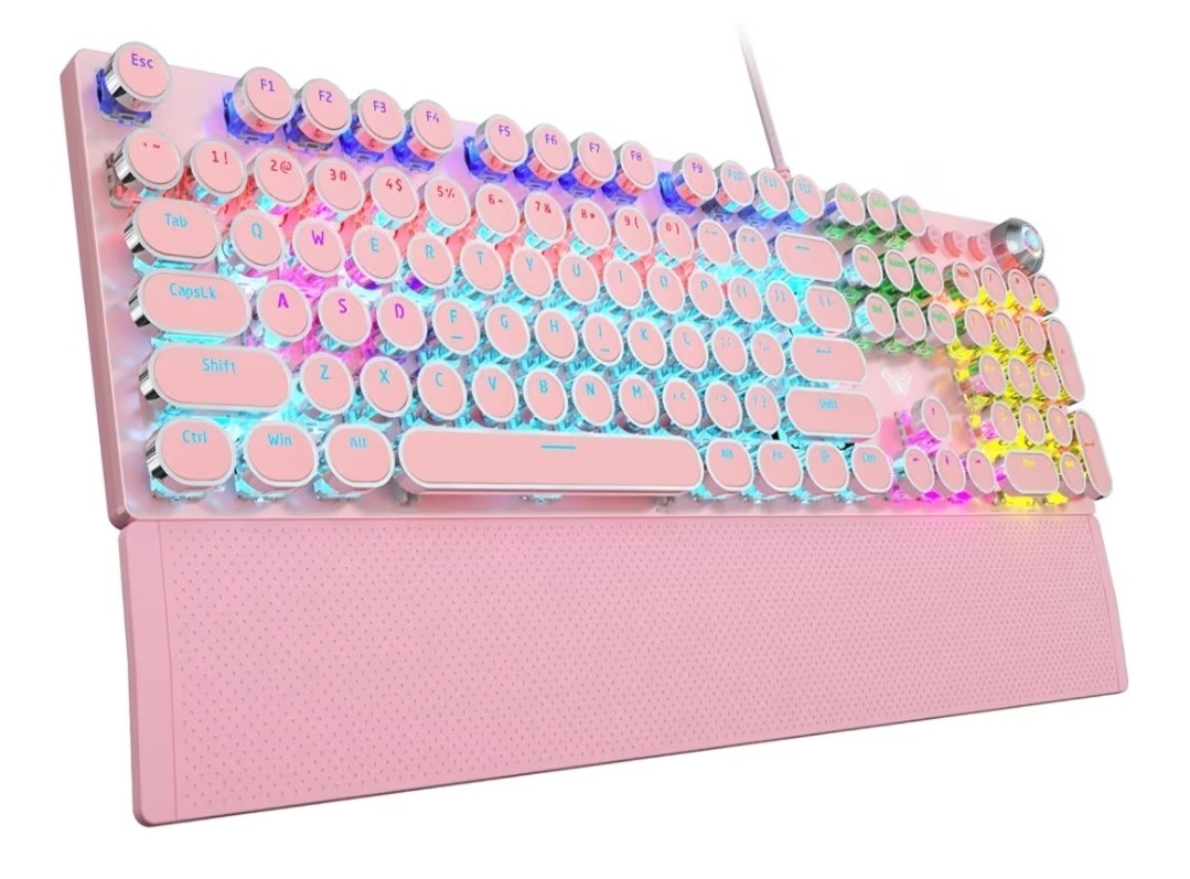 AULA F2088 Typewriter Style Mechanical Gaming Keyboard,Rainbow LED Backlit,Remov